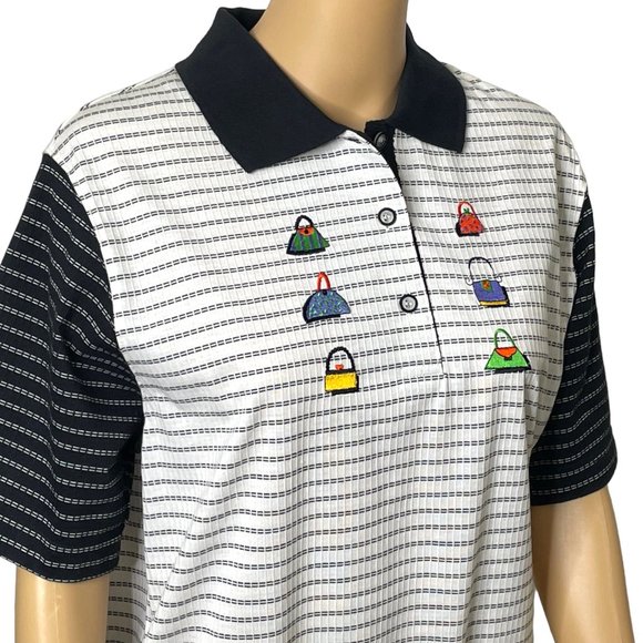 Vintage Blast Petites Women's S PS Blouse Short Sleeve Embroidered Purses Polo S - Picture 4 of 12